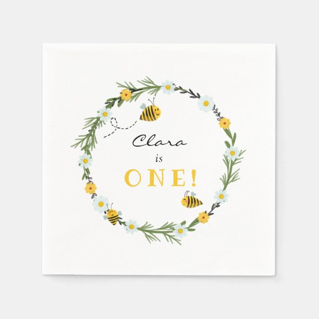Bee Birthday Napkin (Front)