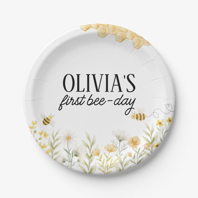 Bee Birthday Paper Plate (Front)