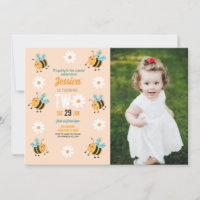 Bee Birthday Photo Party Flower Daisy Two 2