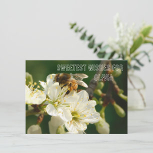 Bee & Blossom   Personalised Name Greeting Car Enclosure Card