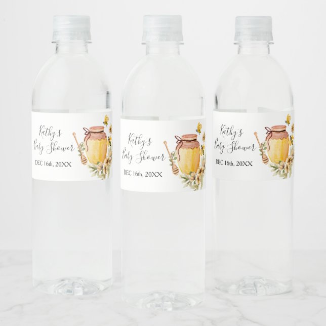 Bee Botanical Baby Shower Water Bottle Label (Bottles)