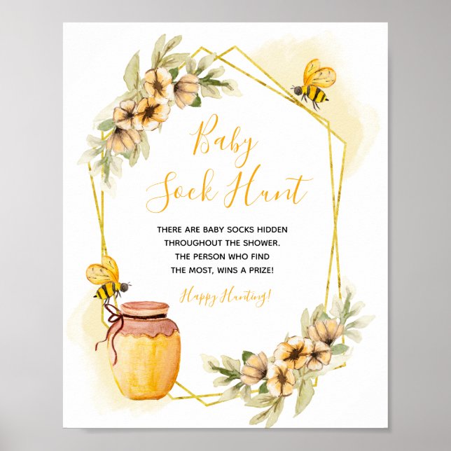 Bee Botanical Baby Sock Hunt Poster (Front)