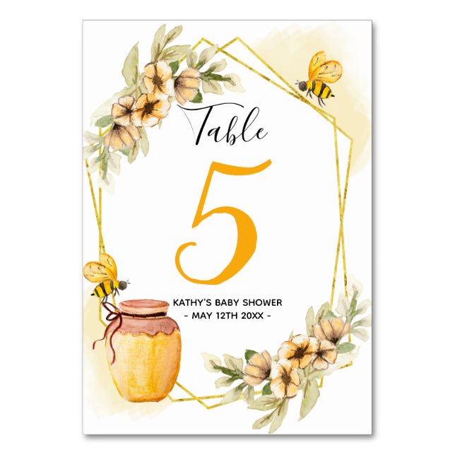 Bee Botanical Modern Table Number (Front)