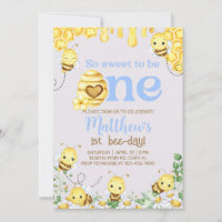 Bee boy 1st birthday invite, bumblebee, honeybee.