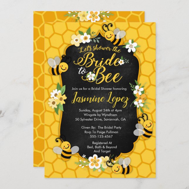Bee Bridal Shower Invitation (Front/Back)