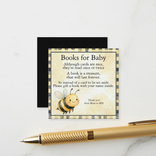 Bee Bug Boy Baby Shower Enclosure Card (Front/Back In Situ)
