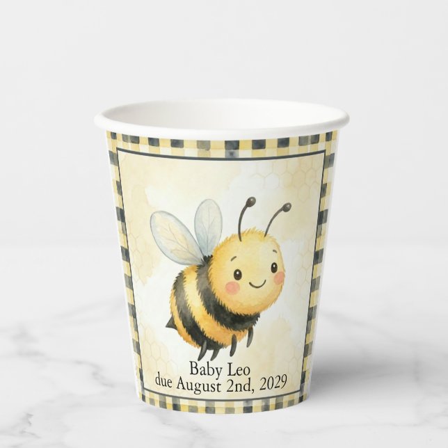 Bee Bug Boy Baby Shower Paper Cups (Front)