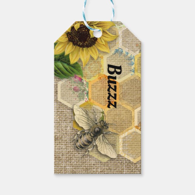 Bee Buzz Honeycomb Thank You Gift Tag (Front)