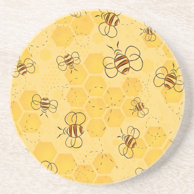 Bee Buzzing Honey Bees Cute  Coaster (Front)