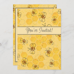 Bee Buzzing Honey Bees Cute  Invitation