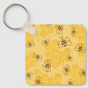 Bee Buzzing Honey Bees Cute  Key Ring