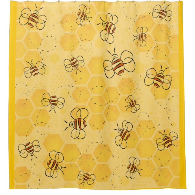 Bee Buzzing Honey Bees Cute  Shower Curtain (Front)