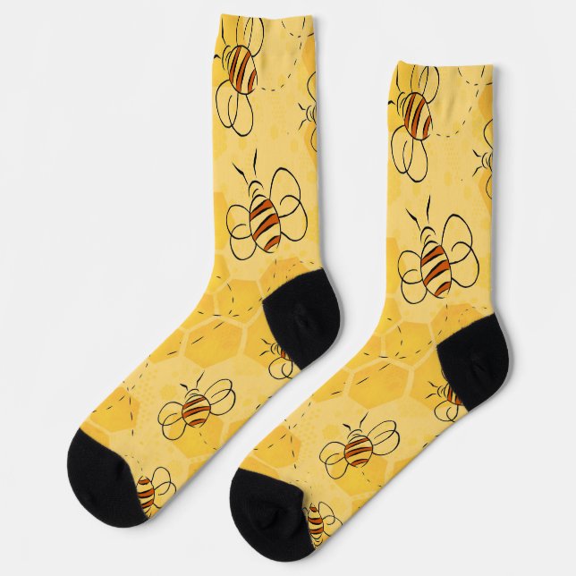Bee Buzzing Honey Bees Cute  Socks (Left)