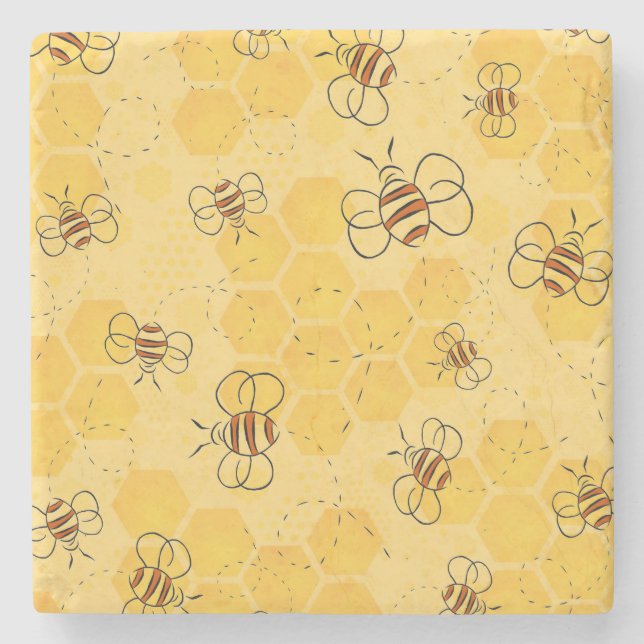 Bee Buzzing Honey Bees Cute  Stone Coaster (Front)