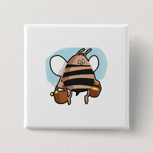 Bee cartoon 15 cm square badge