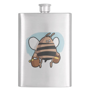 Bee cartoon hip flask