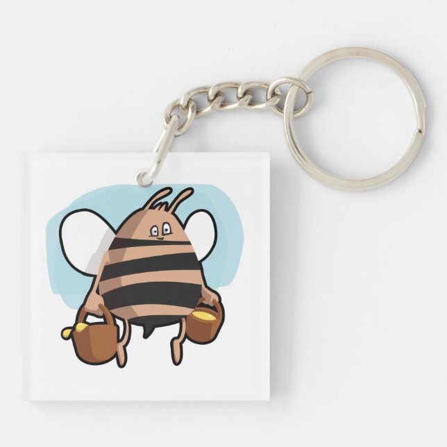 Bee cartoon key ring (Back)
