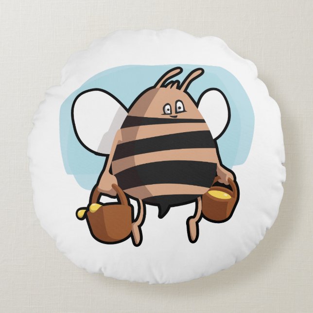 Bee cartoon round cushion (Front)