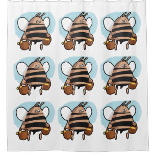 Bee cartoon shower curtain
