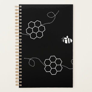 Bee Cause Minimalist Bee & Honeycomb Black & White Planner