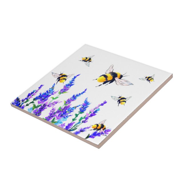 Bee Ceramic Tile Spring Flowers (Side)