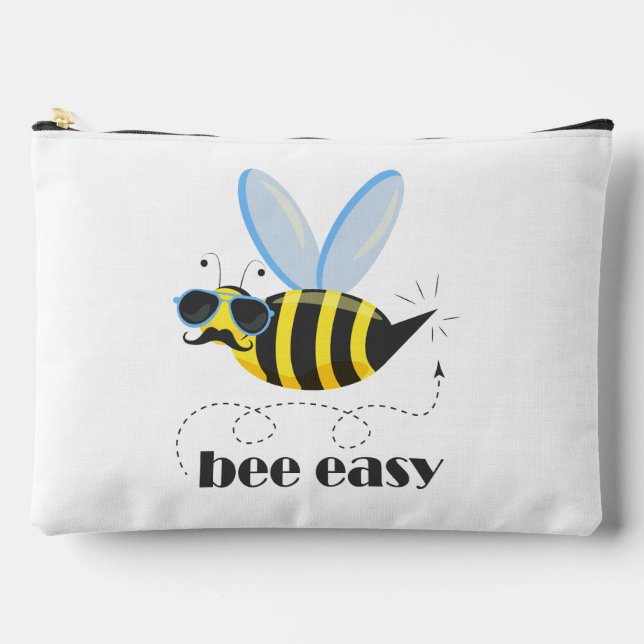 Bee character with moustache sunglasses Bee Easy Accessory Pouch (Front)