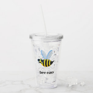 Bee character with moustache sunglasses Bee Easy Acrylic Tumbler