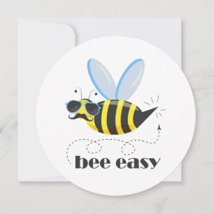 Bee character with moustache sunglasses Bee Easy Card