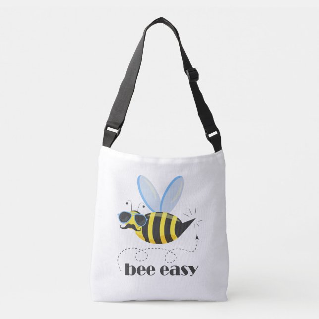 Bee character with moustache sunglasses Bee Easy Crossbody Bag (Front)