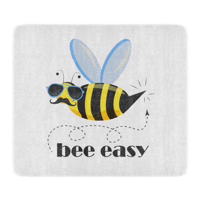 Bee character with moustache sunglasses Bee Easy Cutting Board (Front)