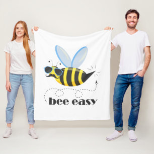 Bee character with moustache sunglasses Bee Easy Fleece Blanket