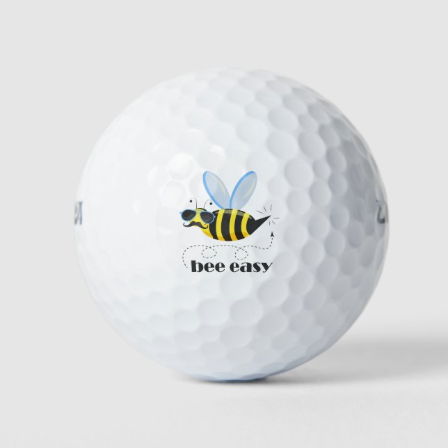 Bee character with moustache sunglasses Bee Easy Golf Balls (Front)