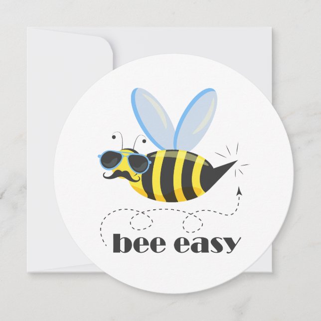 Bee character with moustache sunglasses Bee Easy Invitation (Front)