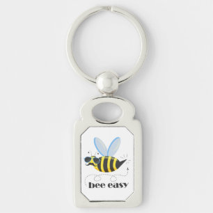 Bee character with moustache sunglasses Bee Easy Key Ring
