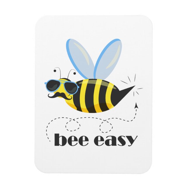 Bee character with moustache sunglasses Bee Easy Magnet (Vertical)
