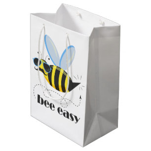 Bee character with moustache sunglasses Bee Easy Medium Gift Bag