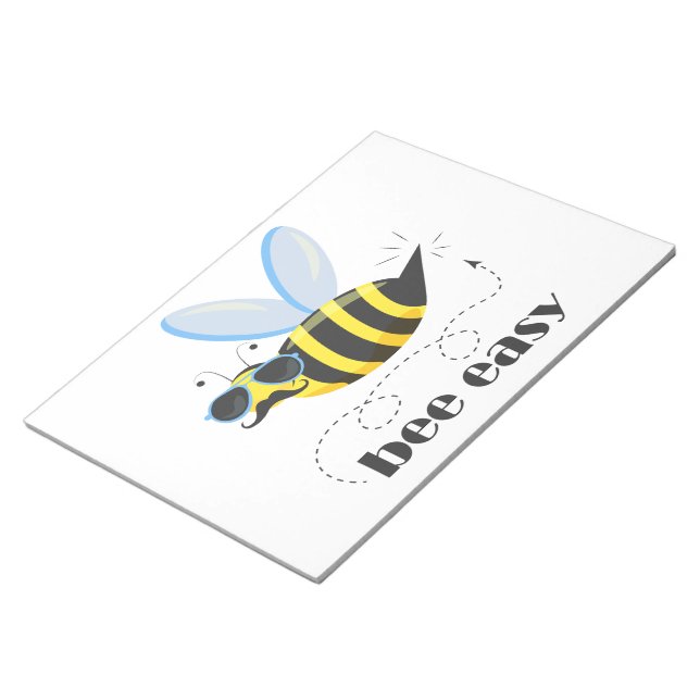 Bee character with moustache sunglasses Bee Easy Notepad (Angled)