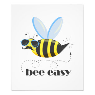 Bee character with moustache sunglasses Bee Easy Photo Print