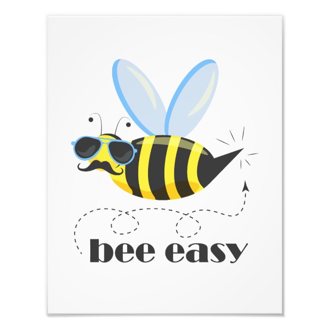 Bee character with moustache sunglasses Bee Easy Photo Print (Front)