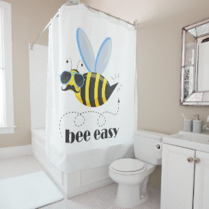 Bee character with moustache sunglasses Bee Easy Shower Curtain