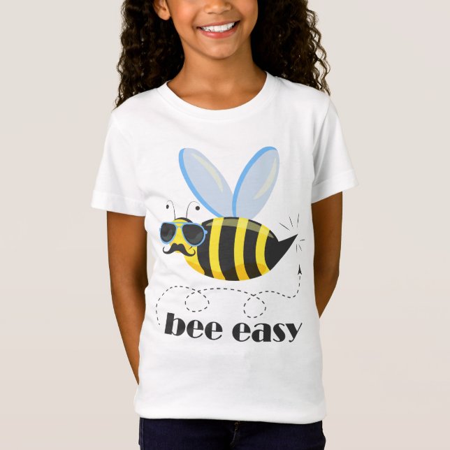 Bee character with moustache sunglasses Bee Easy T-Shirt (Front)