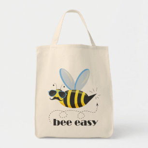Bee character with moustache sunglasses Bee Easy Tote Bag