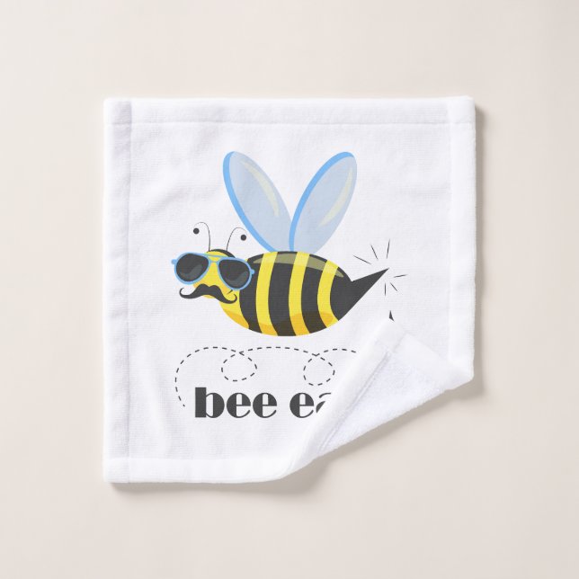 Bee character with moustache sunglasses Bee Easy Wash Cloth (Wash Cloth)