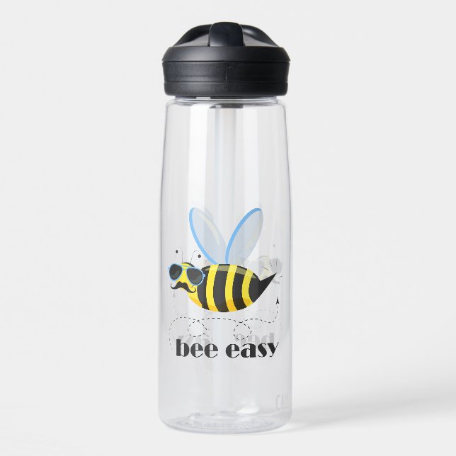 Bee character with moustache sunglasses Bee Easy Water Bottle (Front)
