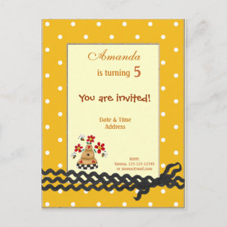 Bee Children's Birthday Invitation Postcard
