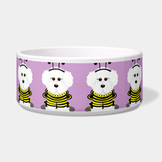 Bee*chon Bichon Frise Bumble Bee Dog Bowl