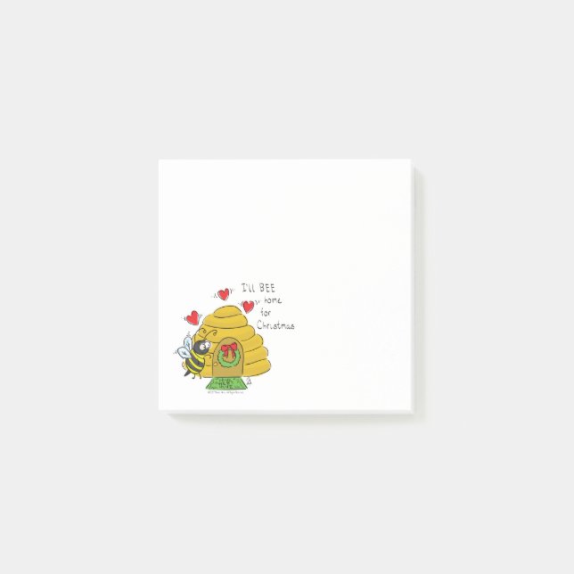 Bee Christmas Cartoon Post-it Notes (Front)