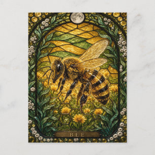 Bee Clover Field Illumina Stained Glass Postcard