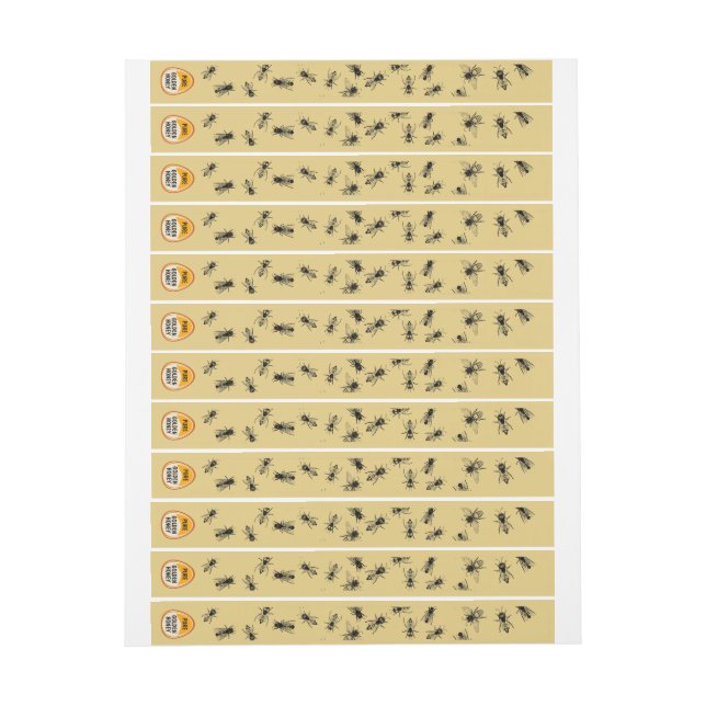 Bee Colony Tamper-proof Security Seal Pale Gold Wrap Around Label (Sheet)