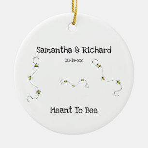 Bee Cool Customisable Text Meant To Bee Ceramic Tree Decoration